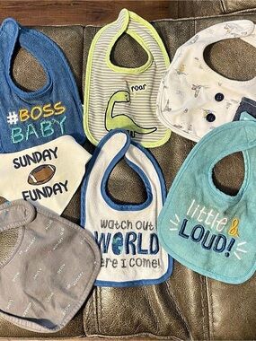 Baby Bibs Blue & White 6-Piece Set